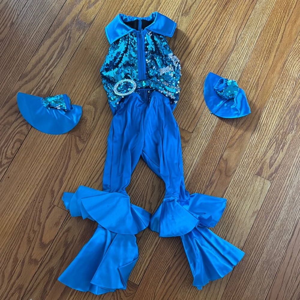 Blue Sequin Dance Costume for Kids